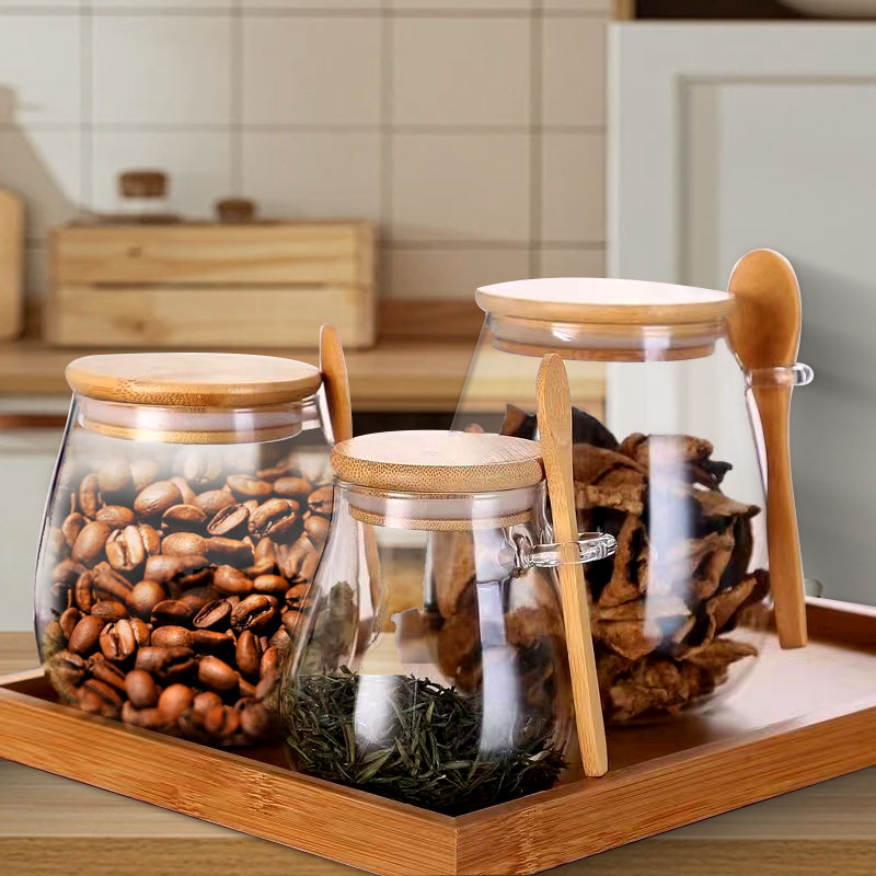 Meal Prep Glass Containers With Lids - 34oz sealed glass jar with spoon