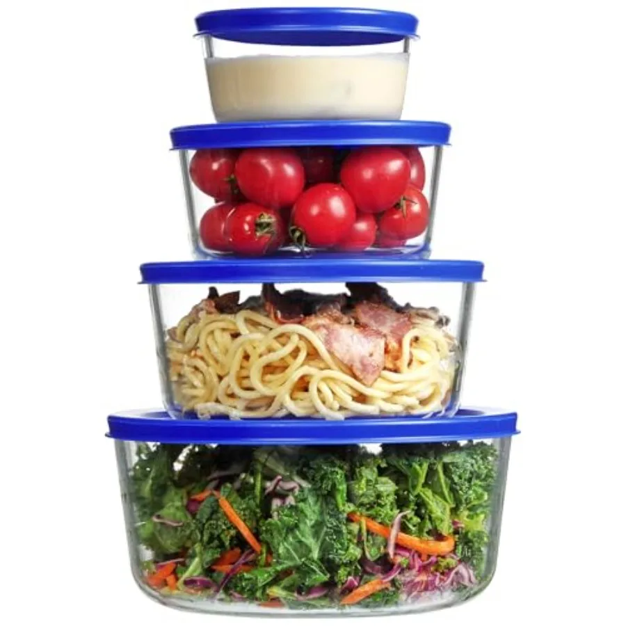 Meal Prep Glass - 4 Pack Glass Bowls with Lids