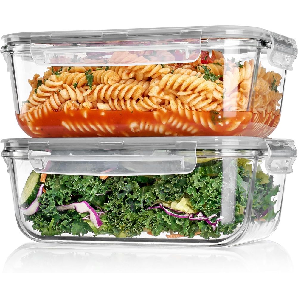 Meal Prep Glass Containers With Lids - 1860ml/63oz Large Glass Storage Containers with