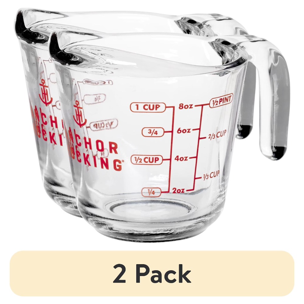 Meal Prep Glass - 2-Pack Glass Measuring Cups Set with
