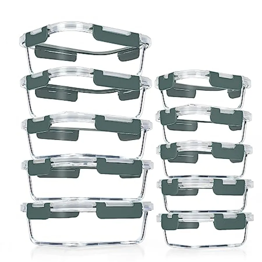 Meal Prep Glass - 10 Pack Glass Meal Prep Containers,