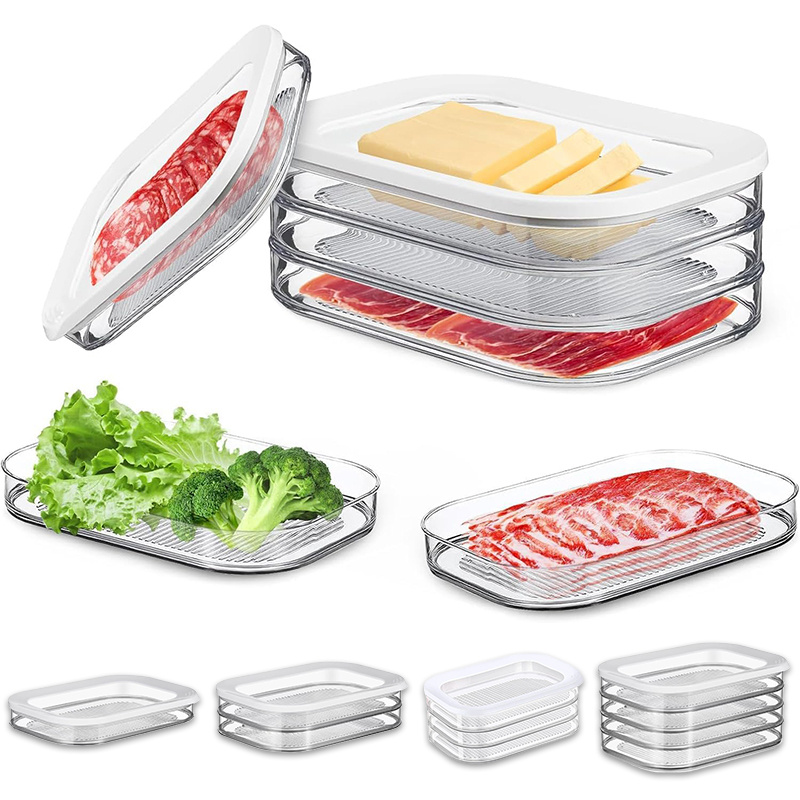 Meal Prep Cutting - Clear Lid Stackable Refrigerator Meat Storage