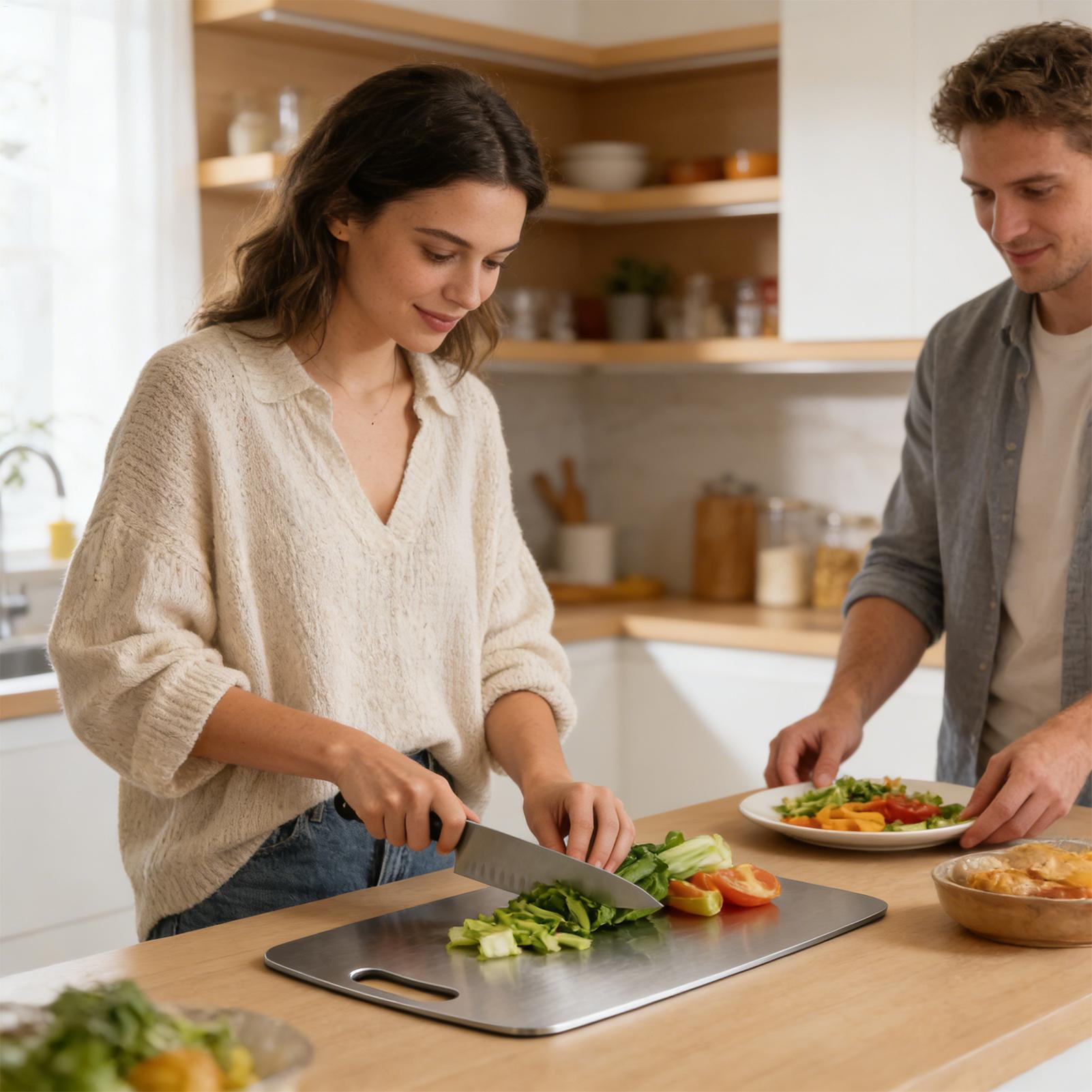 Meal Prep Cutting - Stainless Steel Chopping Board Double Sided