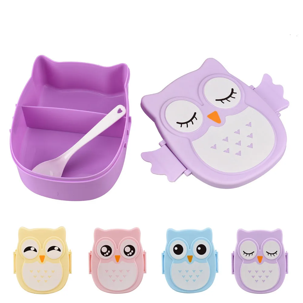 Meal Prep Tupperware - Portable Owl Lunch Box Cartoon Microwave