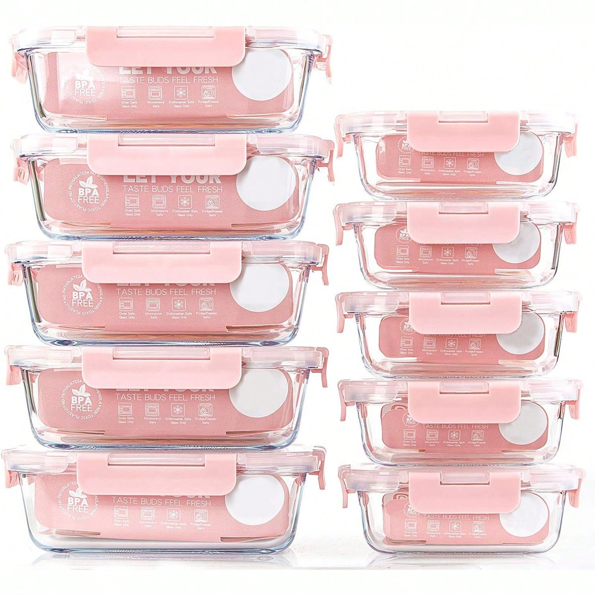 Meal Prep Glass - 10 Pack Glass Meal Prep Containers,