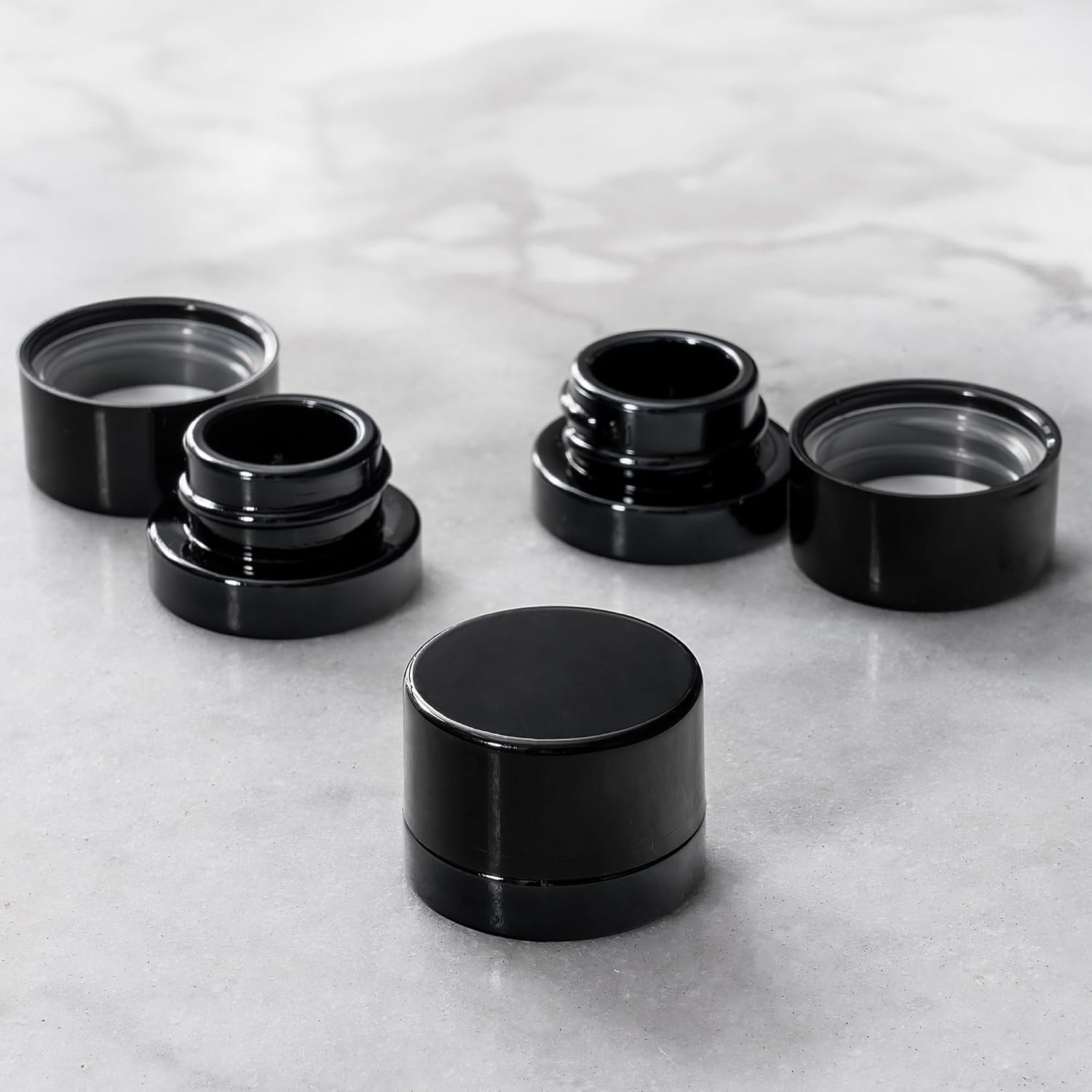 Meal Prep Glass Containers With Lids - 5ml Thick Black Glass Jars with
