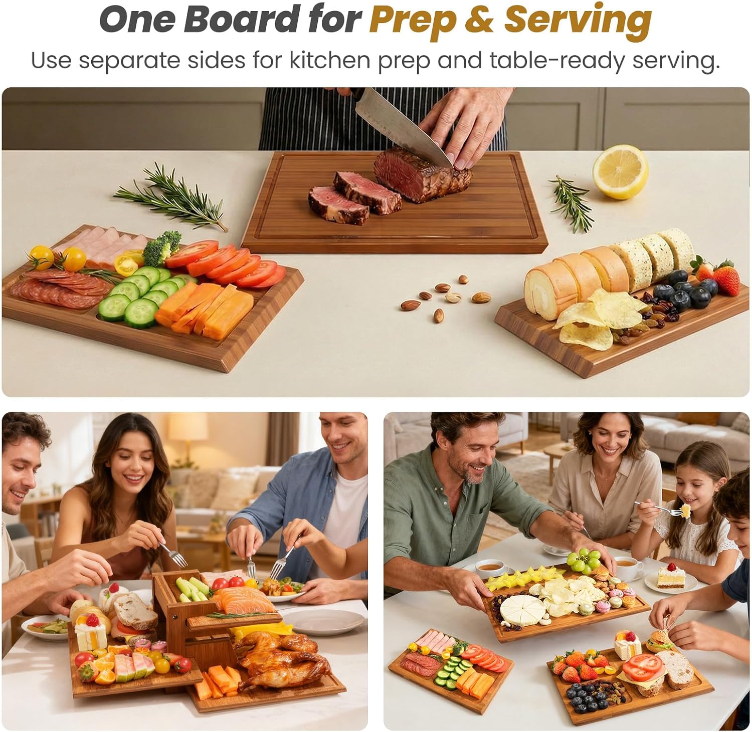 Bamboo Cutting Board Set With  - đánh giá và giá Meal Prep Cutting