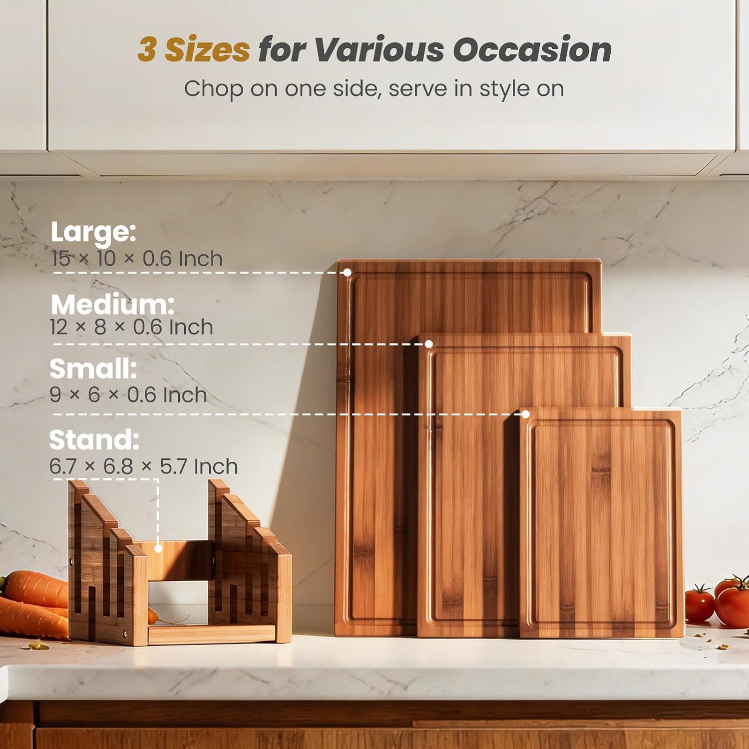 Bamboo Cutting Board Set With  - đánh giá và giá Meal Prep Cutting