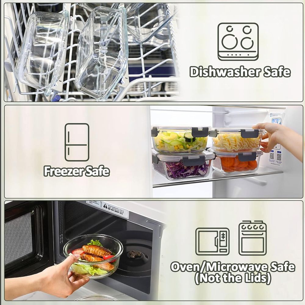 24-Piece Glass Food Storage Co - đánh giá và giá Meal Prep Glass Containers With Lids