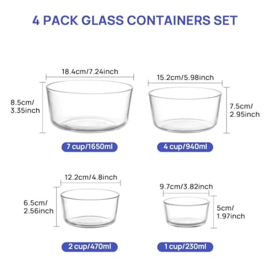 4 Pack Glass Bowls with Lids 1 - đánh giá và giá Meal Prep Glass