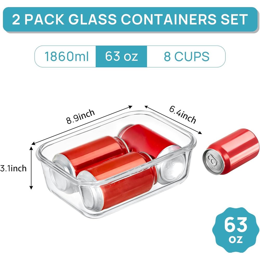 1860ml/63oz Large Glass Storag - đánh giá và giá Meal Prep Glass Containers With Lids