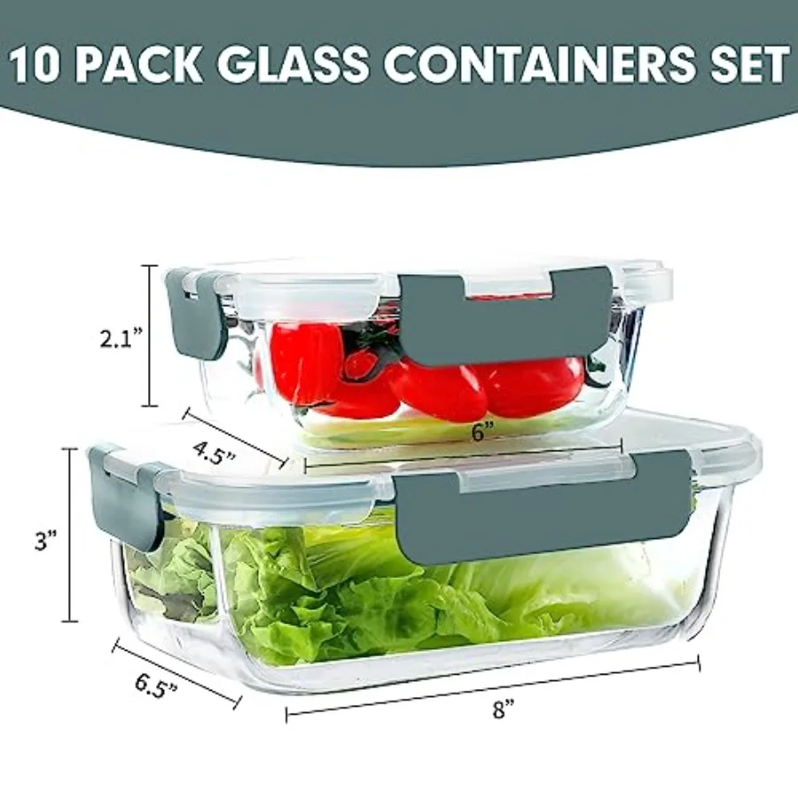 10 Pack Glass Meal Prep Contai - đánh giá và giá Meal Prep Glass