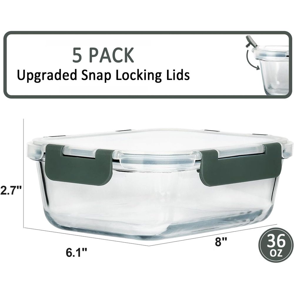 5-Packs, 36 Oz Glass Meal Prep - đánh giá và giá Meal Prep Glass Containers With Lids