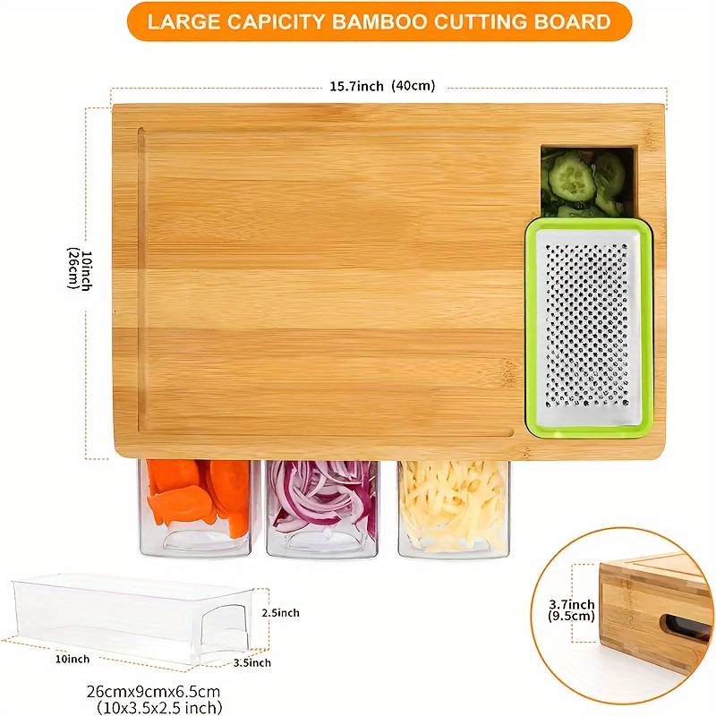 Bamboo Cutting Board With Cont - đánh giá và giá Meal Prep Cutting