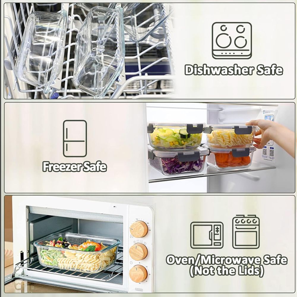8-Pack, 30 oz Glass Meal Prep  - đánh giá và giá Meal Prep Glass Containers With Lids