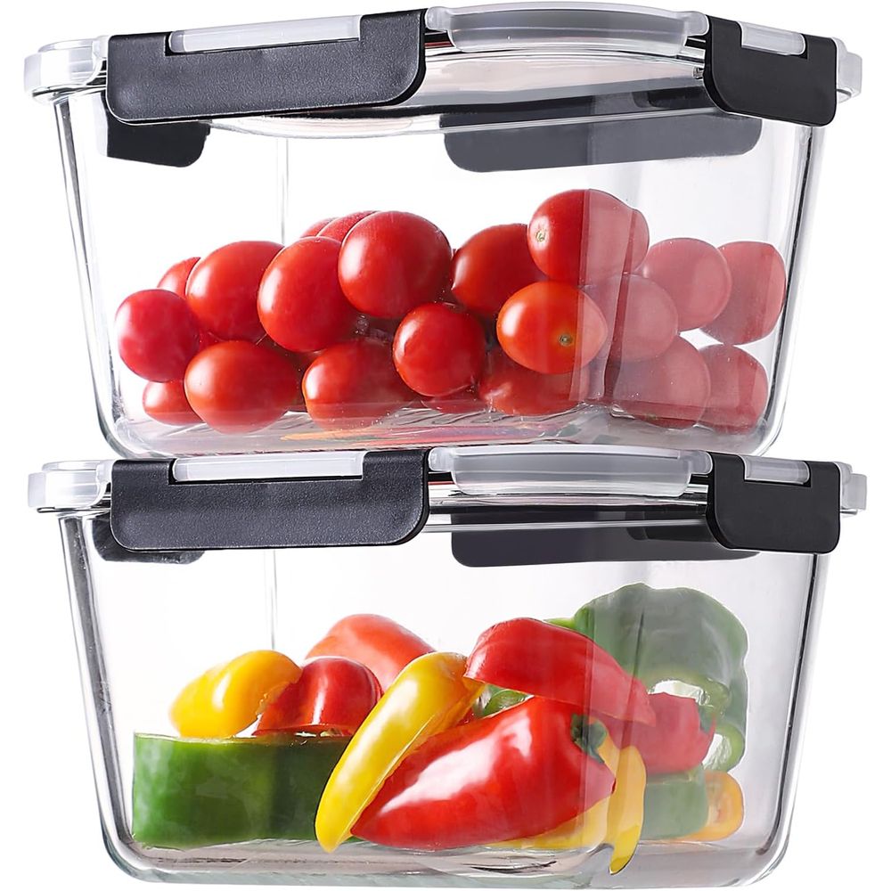 4-Piece 63oz Glass Food Storag - đánh giá và giá Meal Prep Glass