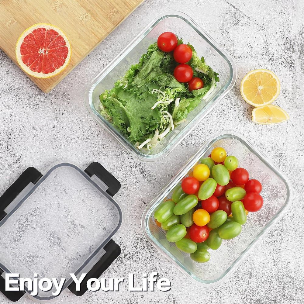 4-Piece 63oz Glass Food Storag - đánh giá và giá Meal Prep Glass