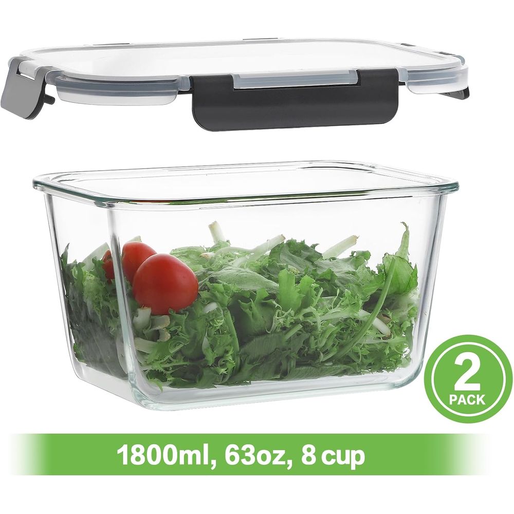 4-Piece 63oz Glass Food Storag - đánh giá và giá Meal Prep Glass