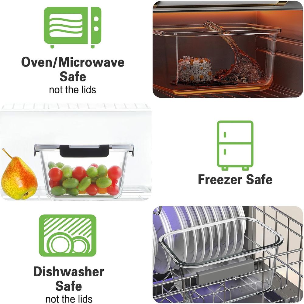 4-Piece 63oz Glass Food Storag - đánh giá và giá Meal Prep Glass