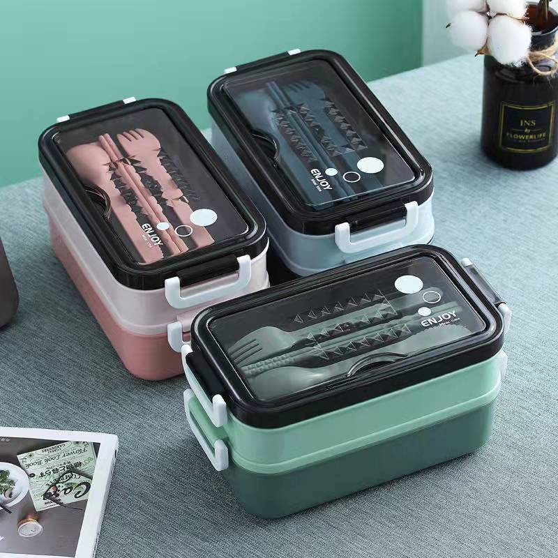 1pc 1400ml Double-layer Lunch  - đánh giá và giá Meal Prep Tupperware